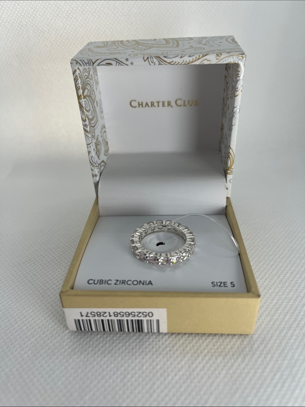 Charter Club Clear Crystal Halo Ring in Silver Tone
